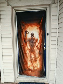 Halloween fabric door tapestry & a skeleton wall tapestry