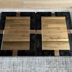 Contemporary Faux Crocodile Black Wall Mirrors (Set of 2) - Like New