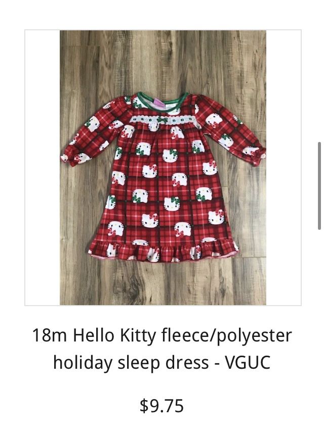 18m Hello Kitty Fleece Holiday Sleepe Dress - $6!!