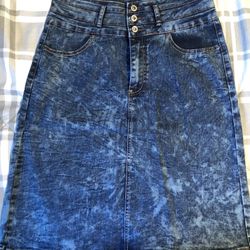 Skirt-  Blue Acid Wash 