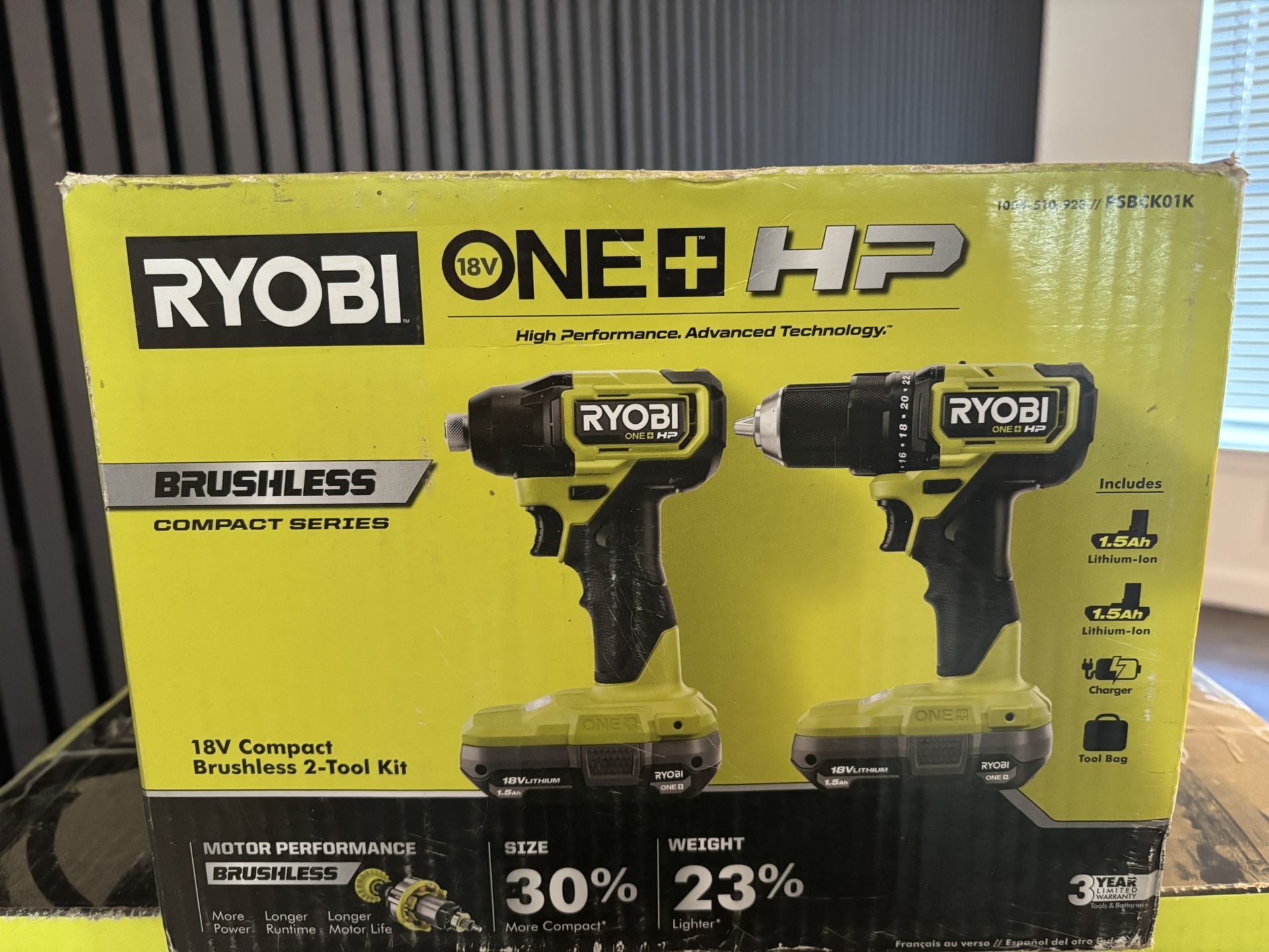 Brand new Ryobi 18v brushless 2 Tool Kit