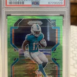 2021 Panini Prizm Green Pulsar Jaylen Waddle Rookie PSA 10 Gem MNT