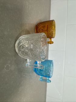 Embossed Glass Mugs Set of 3