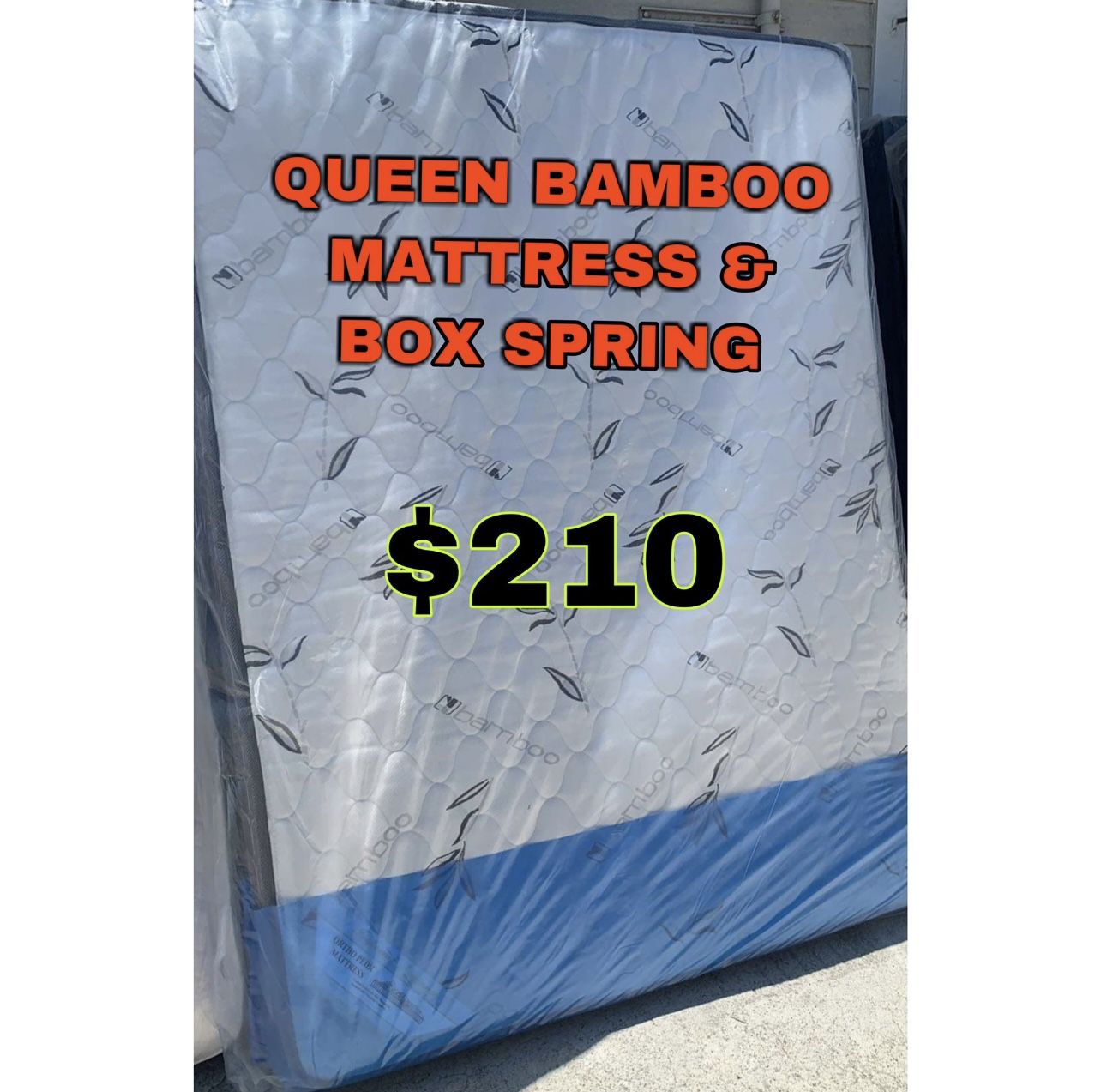 QUEEN BAMBOO MATTRESS AND BOX SPRING