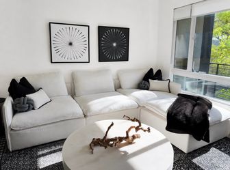 CB2 Lumis 4-Piece Modular White Performance Fabric Deep Depth Sectional Sofa