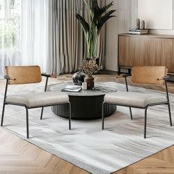 Simple Deluxe Accent Chair Set of 2,Sand Grey