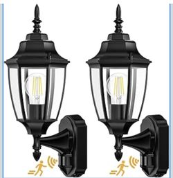 Outdoor Wall Sconce, 2 Pack Dusk to Dawn Motion Sensor Light Fixtures, Exterior Aluminum Waterproof Porch Lights for Patio Front Door Garage