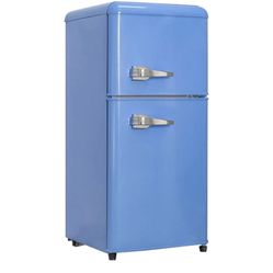 New Retro Mini Fridge with Freezer, 3.2 Cu. Ft. Small Retro Refrigerator with Freezer 7-Level Adjustable Thermostat, Compact 2-Door Vintage Fridge