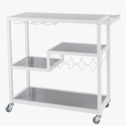 White Rolling Bar Cart