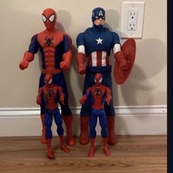 Spider Man Captain America 20 Inches Tall Small Ones 12 Inches Tall 