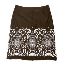LOFT Women's Embroidered A-Line Cotton Skirt Brown Size 10