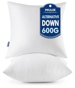 MIULEE Throwe Pillow Inserts, 20x20 Inch Pack of 2, 100% Virgin Fiber