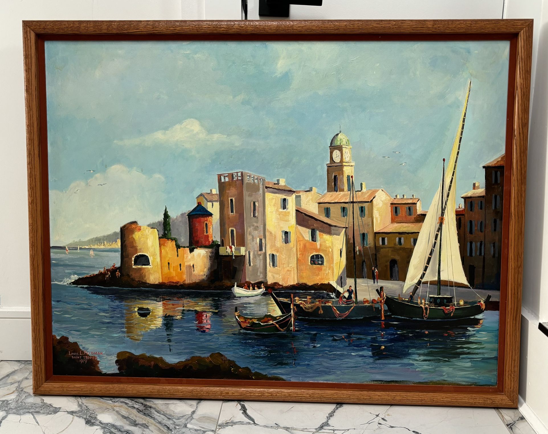 VINTAGE FRAMED LOUIS L. FELDMAN OIL PAINTING 1979 