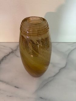 Unique Venetian Style Glass Vase Handblown Golden Yellow