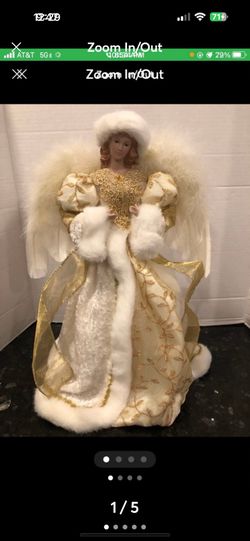 Vintage gold and beige angel tree topper