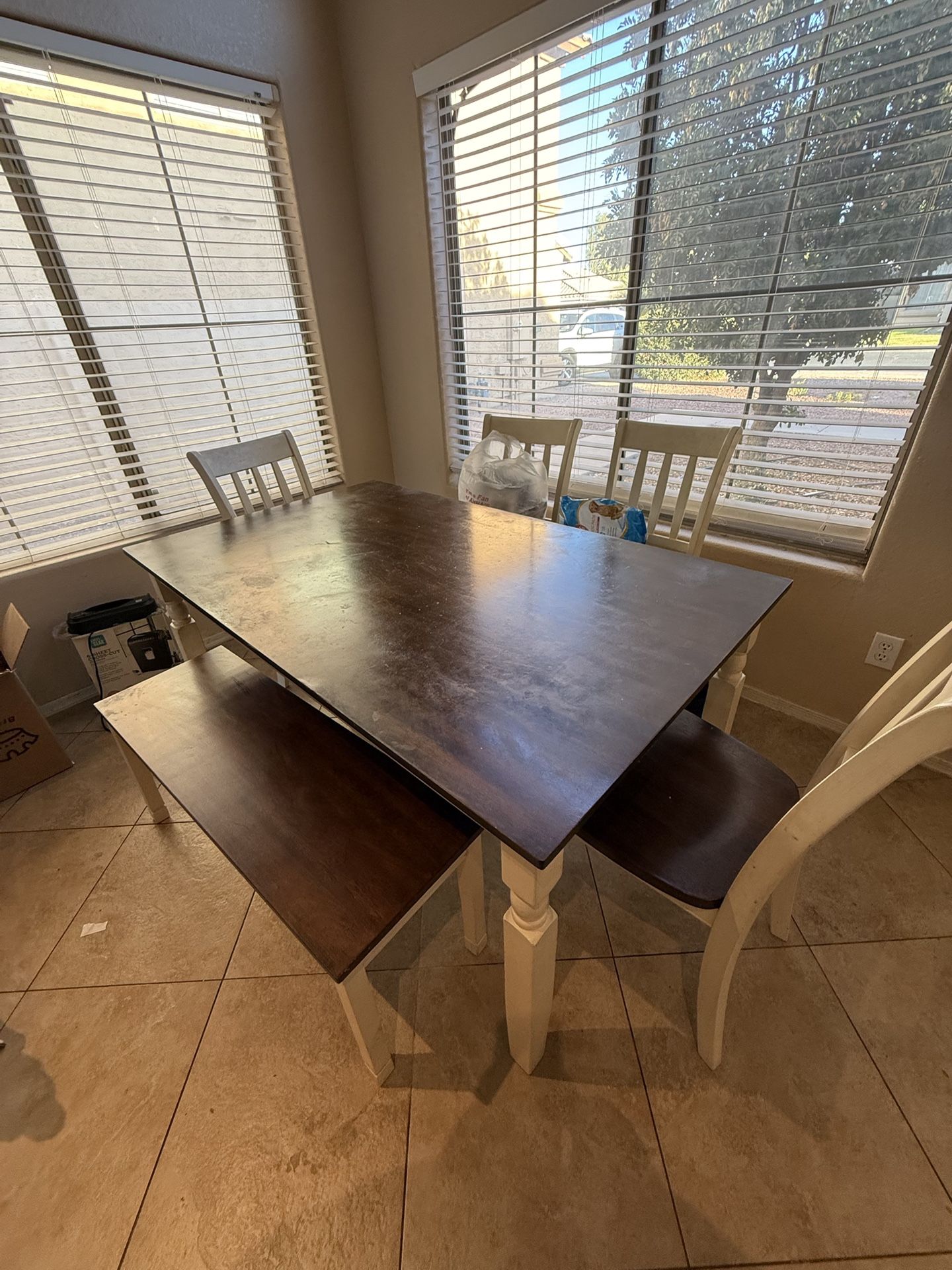 Dining Table 4 Chairs and Bench