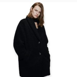 Womens Black Teddy Bear Coat