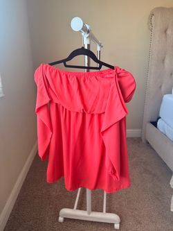 Coral Off-Shoulder Ruffle Top
