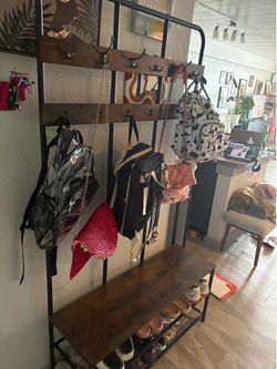 Entryway Hall Tree with Coat Hooks & Storage Bench