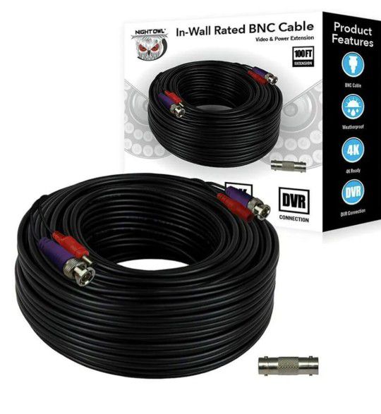 Night Owl 100 ft. in-Wall Rated Video/Power Camera Extension Cable with Extension Adapter

