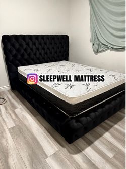New Queen bed frame with mattress