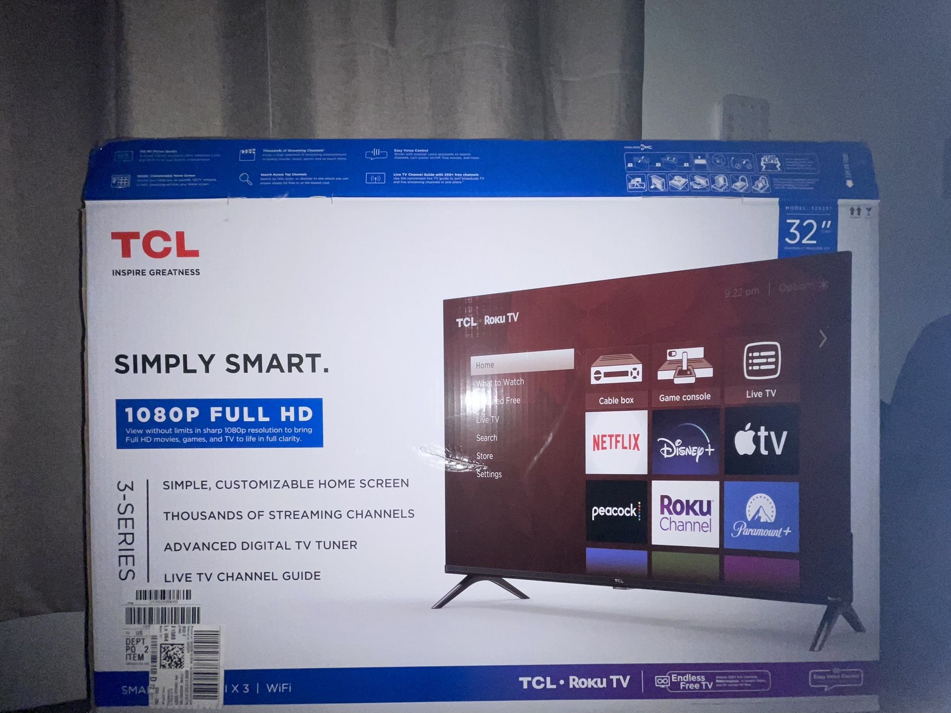 32 Inch TCL x Roku Smart TV