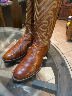 Womens Vintage Tony Lama Brown Eelskin / Leather Cowboy Boots Size 7