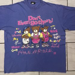 Vintage 90s Attitude Bears Shirt Chic Size 2XL Purple 