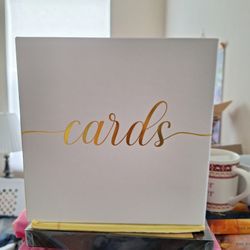 White Wedding Card Box With Gold Foil Design