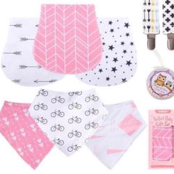 3 Pack Bib Set with Snap 3 pack Muslin Burp Cloths for Baby girl