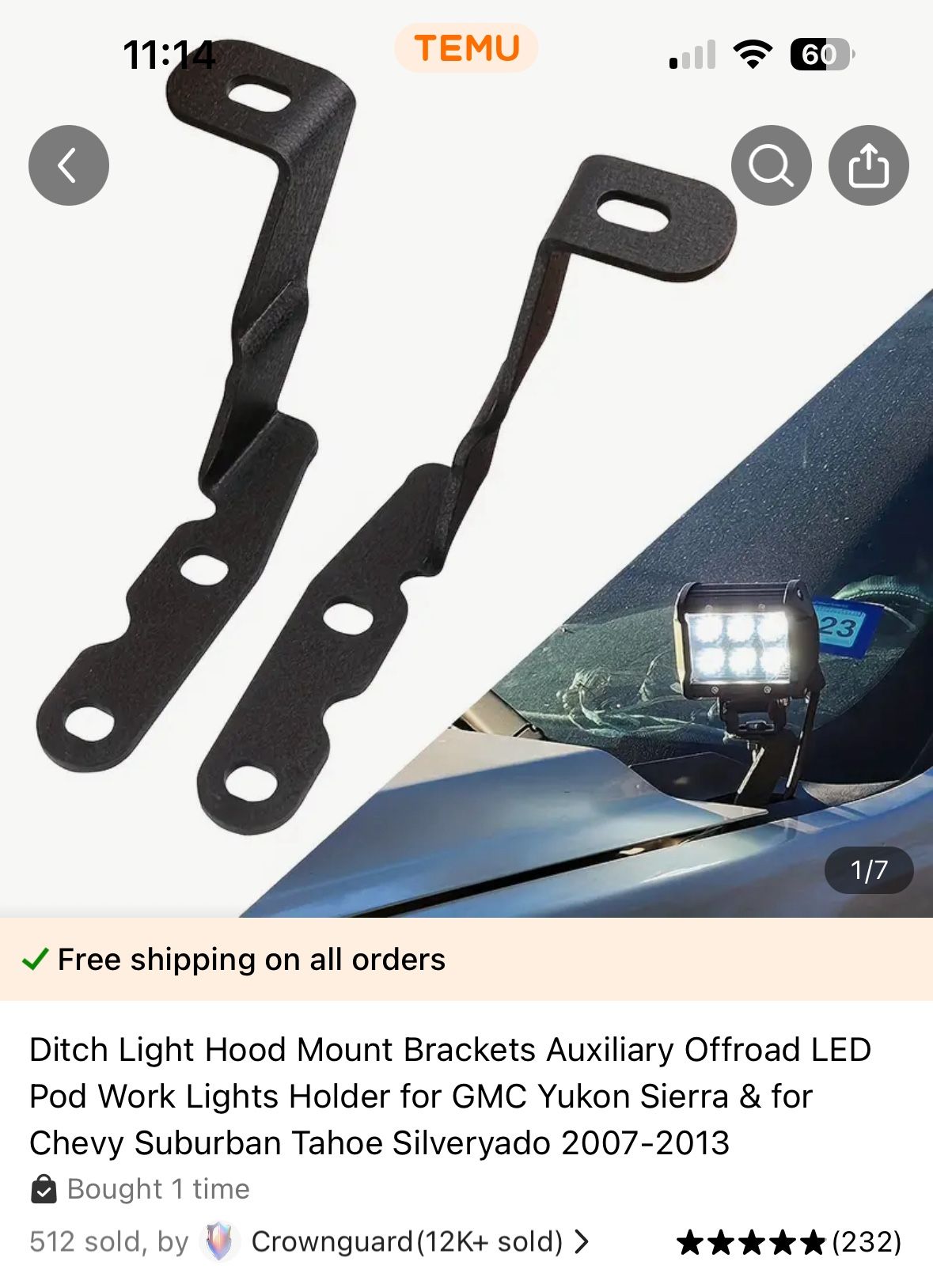 Hood Mount Brackets Auxiliary Offroad LED
