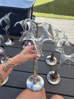 8 RARE Glass Blown Lily Flowers