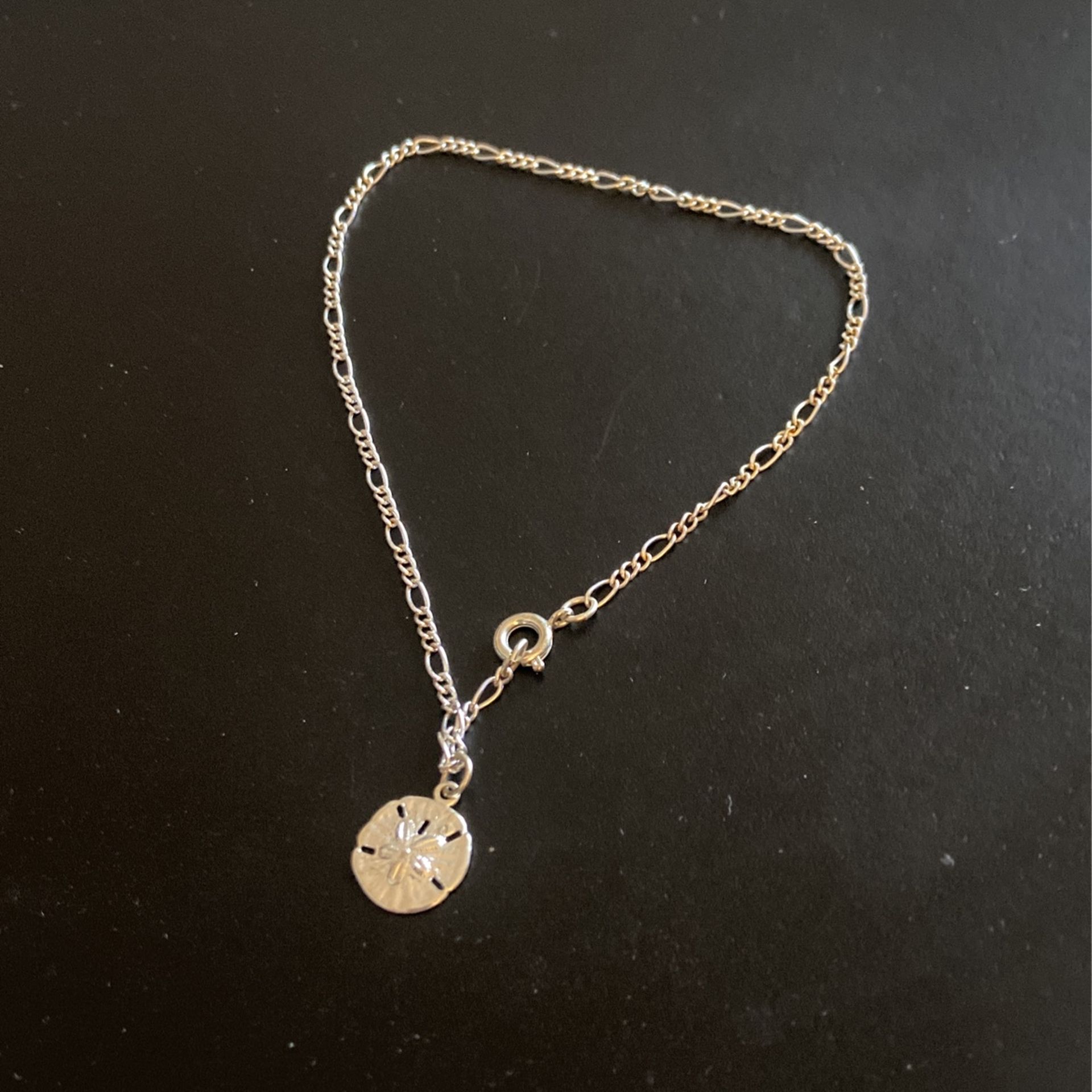 Silver Chain Anklet With Sand Dollar Charm 