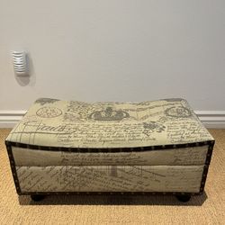Vintage Parisian Themed Storage Ottoman 