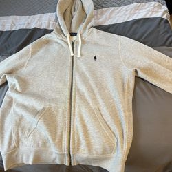 Polo Ralph Lauren Gray Zip-Up Hoodie Size Large