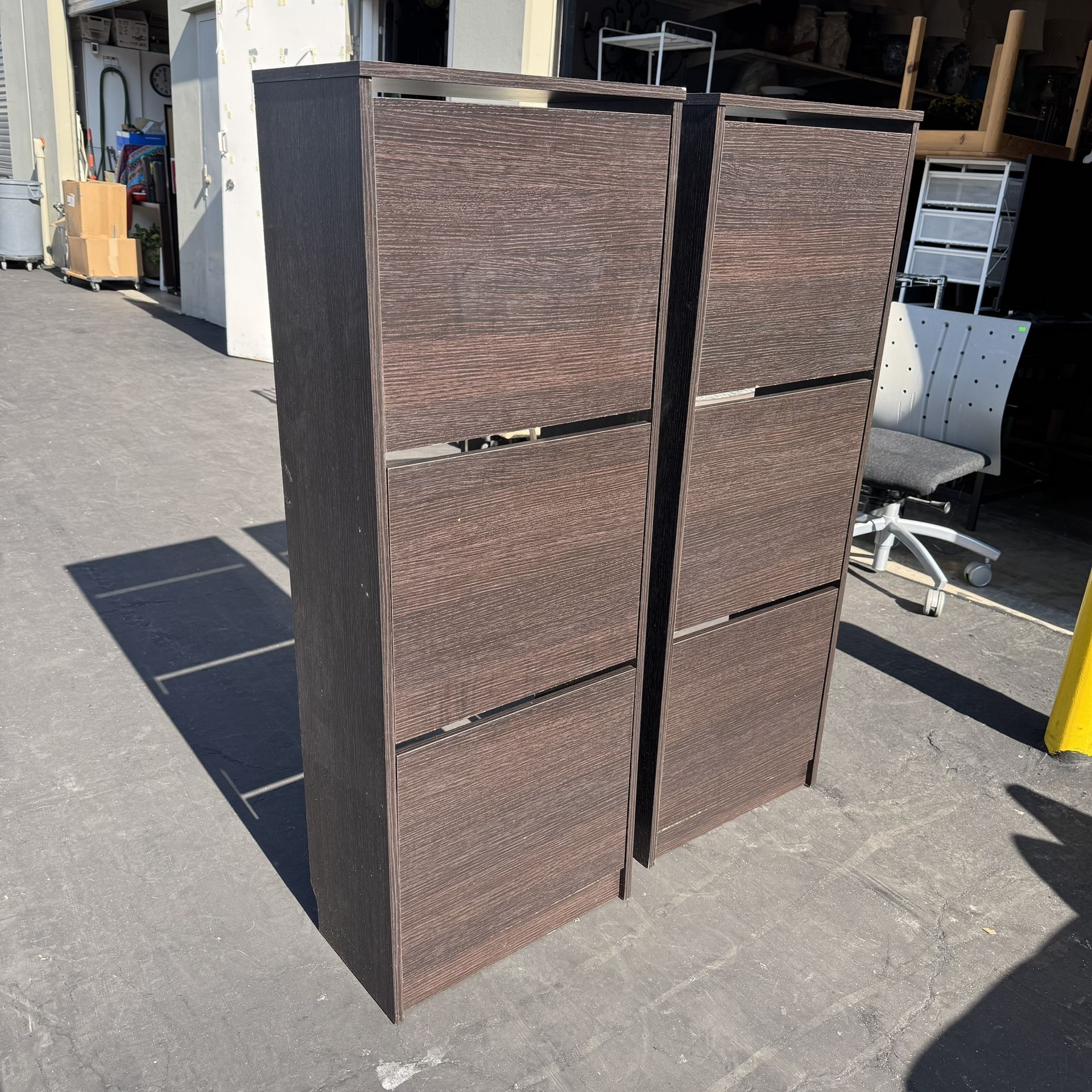 IKEA BISSA Shoe cabinet with 3 compartments, black-brown $35 each 