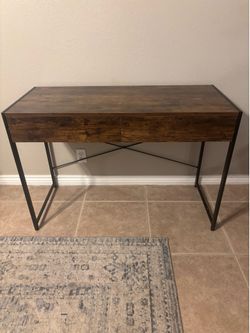 Rustic brown office desk with 2 drawers 19” x 44”
