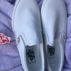 White Slip-On Vans