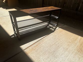 Wood and metal shoe rack