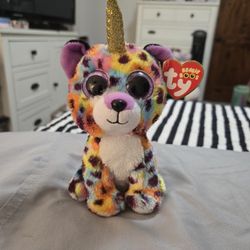 New. Type. Beanie Boos. Giselle. Multicolored Leopard Woth Horn.