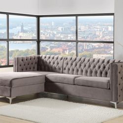 Grey Velvet Sectional