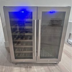 Stainless steel wine cooler with locks. Brand New.