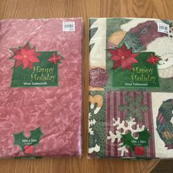 Christmas Vinyl Tablecloths 52” Square (2)