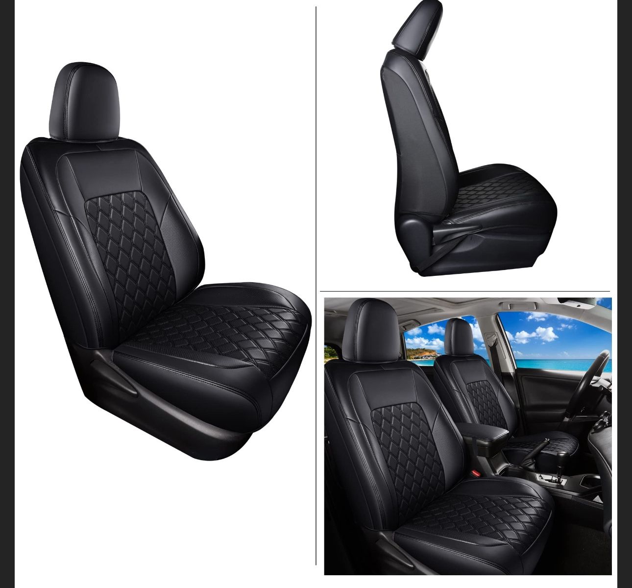 Car Seat Covers Fit for Toyota RAV4, Full Coverage Waterproof Leather Seat Cushion Covers Full Set Fit for 2013-2018 Toyota Rav4 XLE LE XLE Premium Li