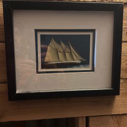 Two Boat Pics/ Plus Sand Glob W/ Seashells 