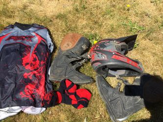 Fox helmet boots and jersey