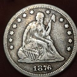 90% Silver 1876 Seated Liberty Quarter
