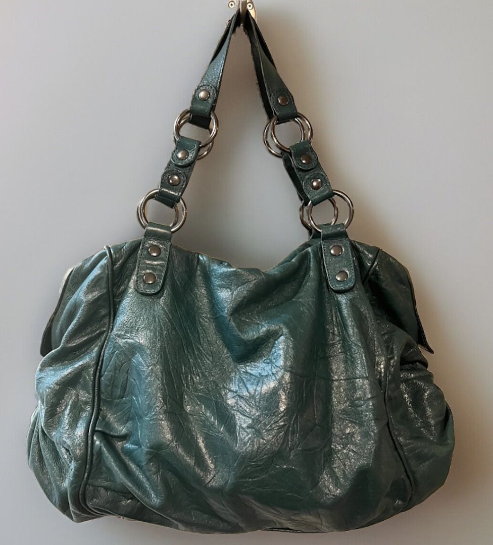Arezzo- Genuine Leather Teal Green Lg. Vintage Handbag