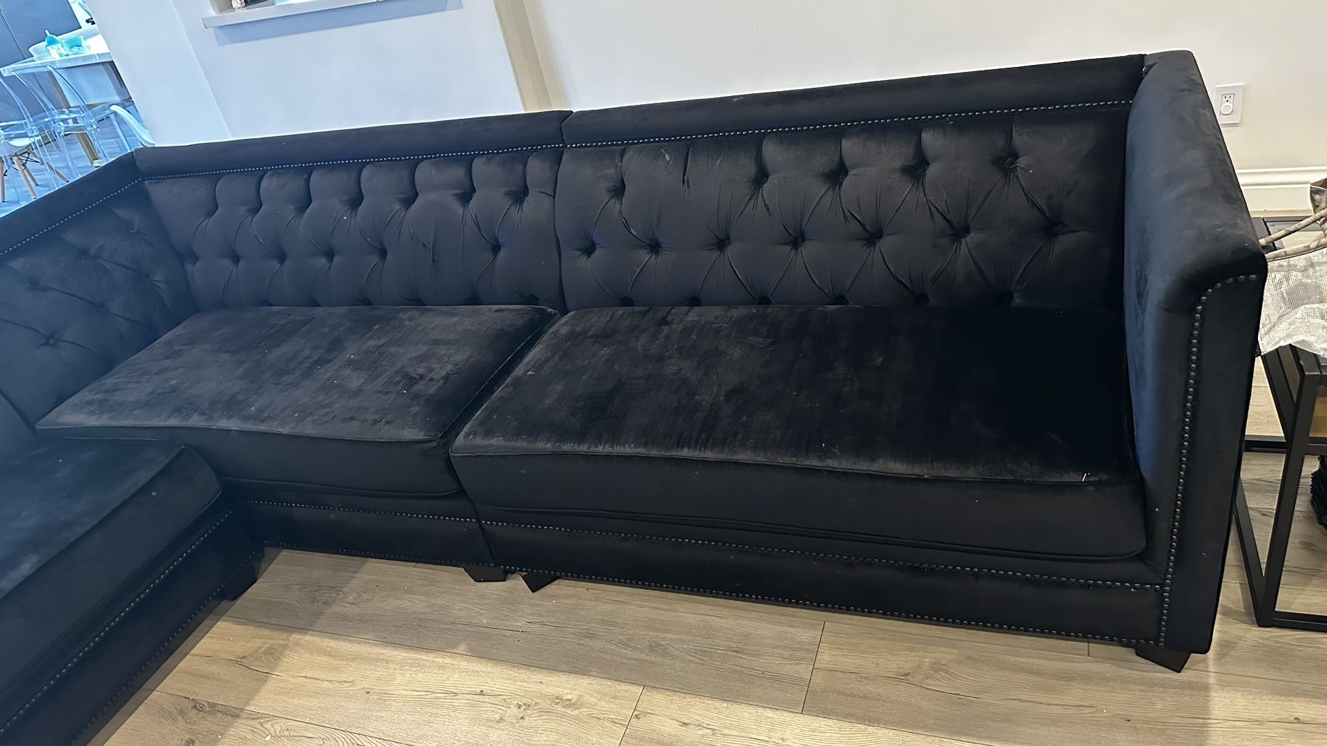 Black Sectional Velvet Couch