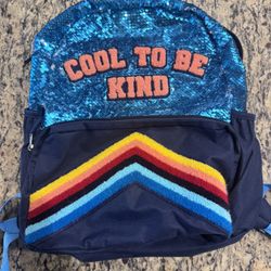 Sequin Backpack 13x17 Cool To Be Kind Rainbow Kids School Bag